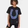Mitchell & Ness Indianapolis Colts Oversized Logo Short Sleeve Vintage T-Shirt Vintage Black -Culture Kings Shop 02028872 YV009 womens 0010