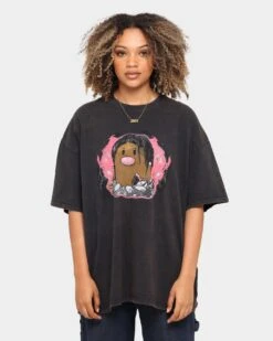 Goat Crew Flame Player Card Vintage T-Shirt Black Wash