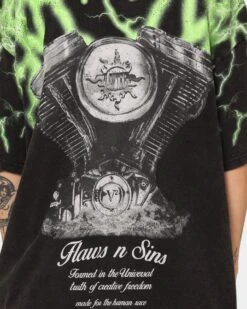 Loiter Lightning Motor Vintage T-Shirt Black/Green -Culture Kings Shop 02033142 YB020 womens 0050