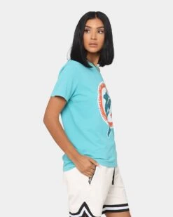 Mitchell & Ness Women's Miami Dolphins Vintage NFL Big Logo T-Shirt Faded Aqua -Culture Kings Shop 02033797 YF435 womens 0050