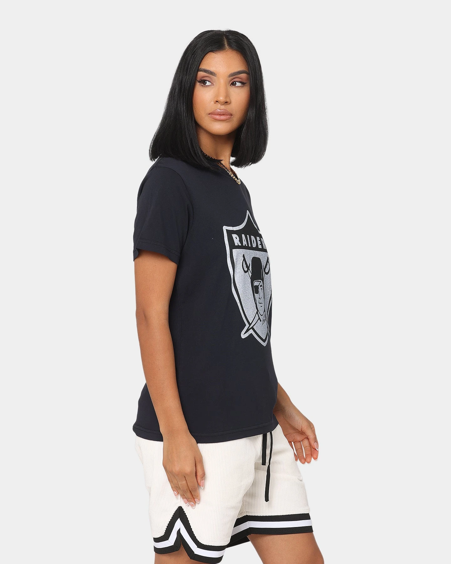 Mitchell & Ness Women's Las Vegas Raiders Vintage NFL Big Logo T-Shirt Faded Black 7 Mitchell & Ness Women's Las Vegas Raiders Vintage NFL Big Logo T-Shirt Faded Black - Image 5