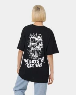 Rats Get Fat Bloody Rats Oversized Vintage T-Shirt Black