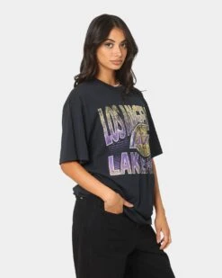 Mitchell & Ness Los Angeles Lakers Incline Stack Vintage T-Shirt Faded Black -Culture Kings Shop 02034567 YB554 womens 0050
