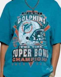 Mitchell & Ness Miami Dolphins Vintage Superbowl T-Shirt Faded Teal -Culture Kings Shop 02034587 YF458 womens 00040
