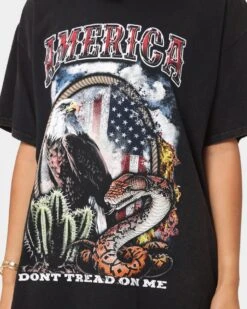 Goat Crew Don't Tread On Me Vintage T-Shirt Black Wash -Culture Kings Shop 02034617 YB295 womens 0030