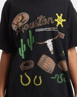 Goat Crew All Over Houston Vintage T-Shirt Black Wash -Culture Kings Shop 02035723 YB295 womens 0030