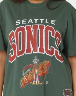 Mitchell & Ness Seattle Supersonics XL Arch Vintage T-Shirt Faded Dark Green -Culture Kings Shop 02035995 YF074 womens 0030