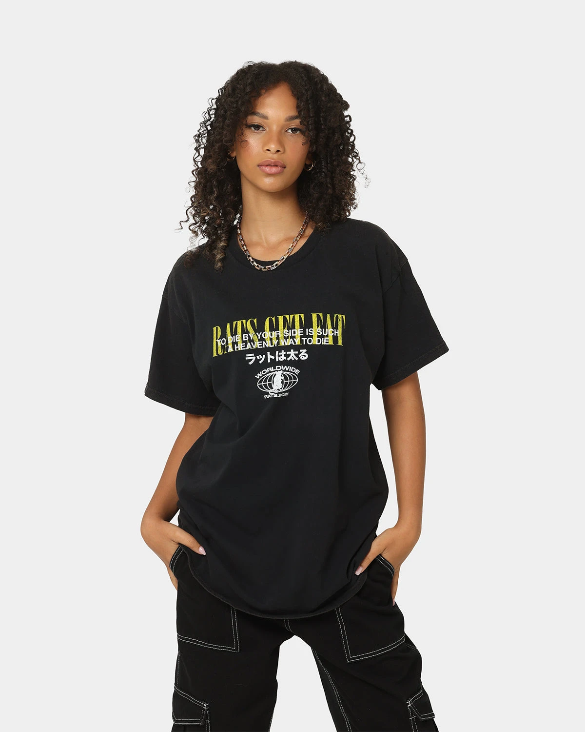 Rats Get Fat By Your Side Vintage T-Shirt Black Wash 3 Rats Get Fat By Your Side Vintage T-Shirt Black Wash