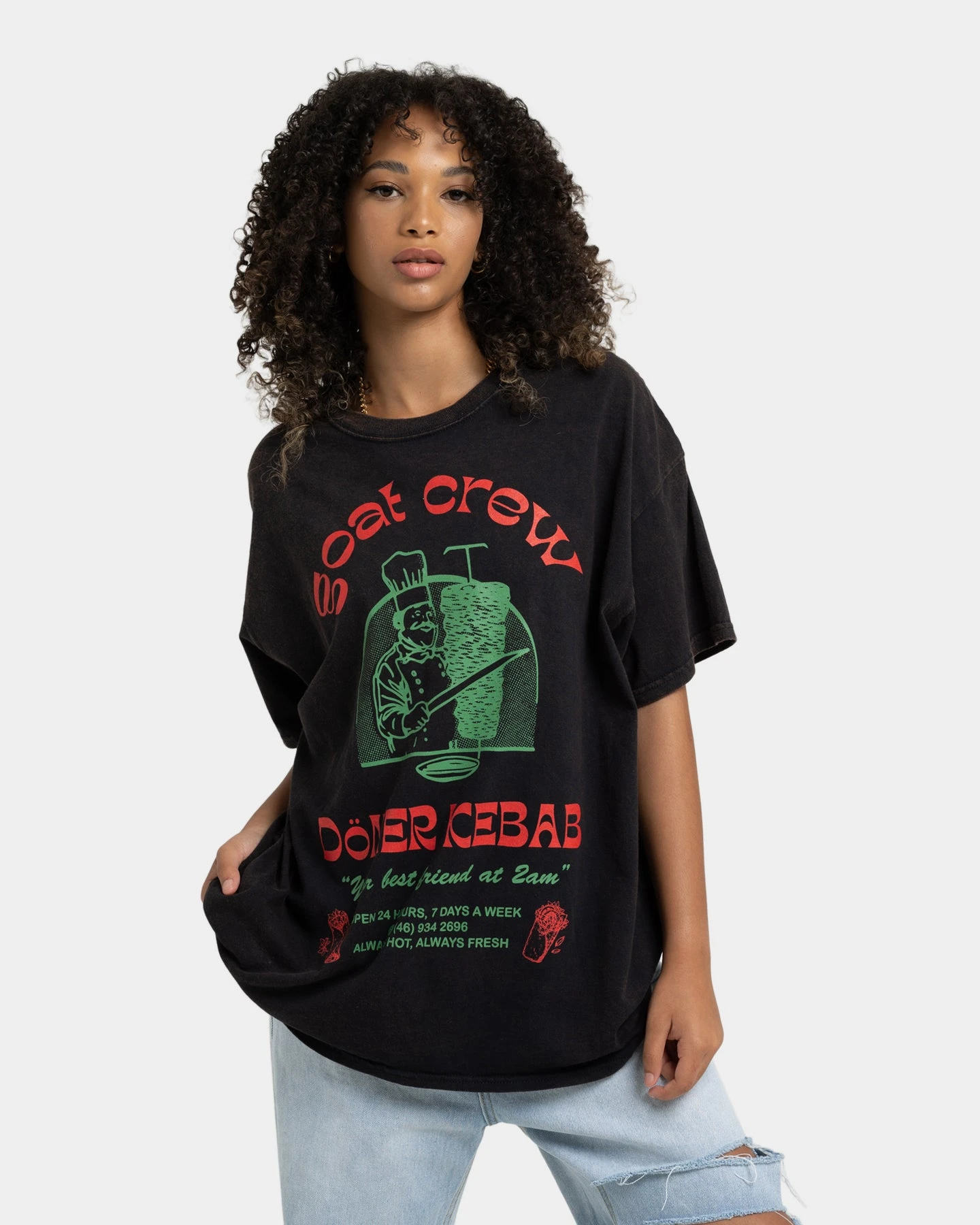 Goat Crew Kebab Shop Vintage T-Shirt Black Wash 3 Goat Crew Kebab Shop Vintage T-Shirt Black Wash