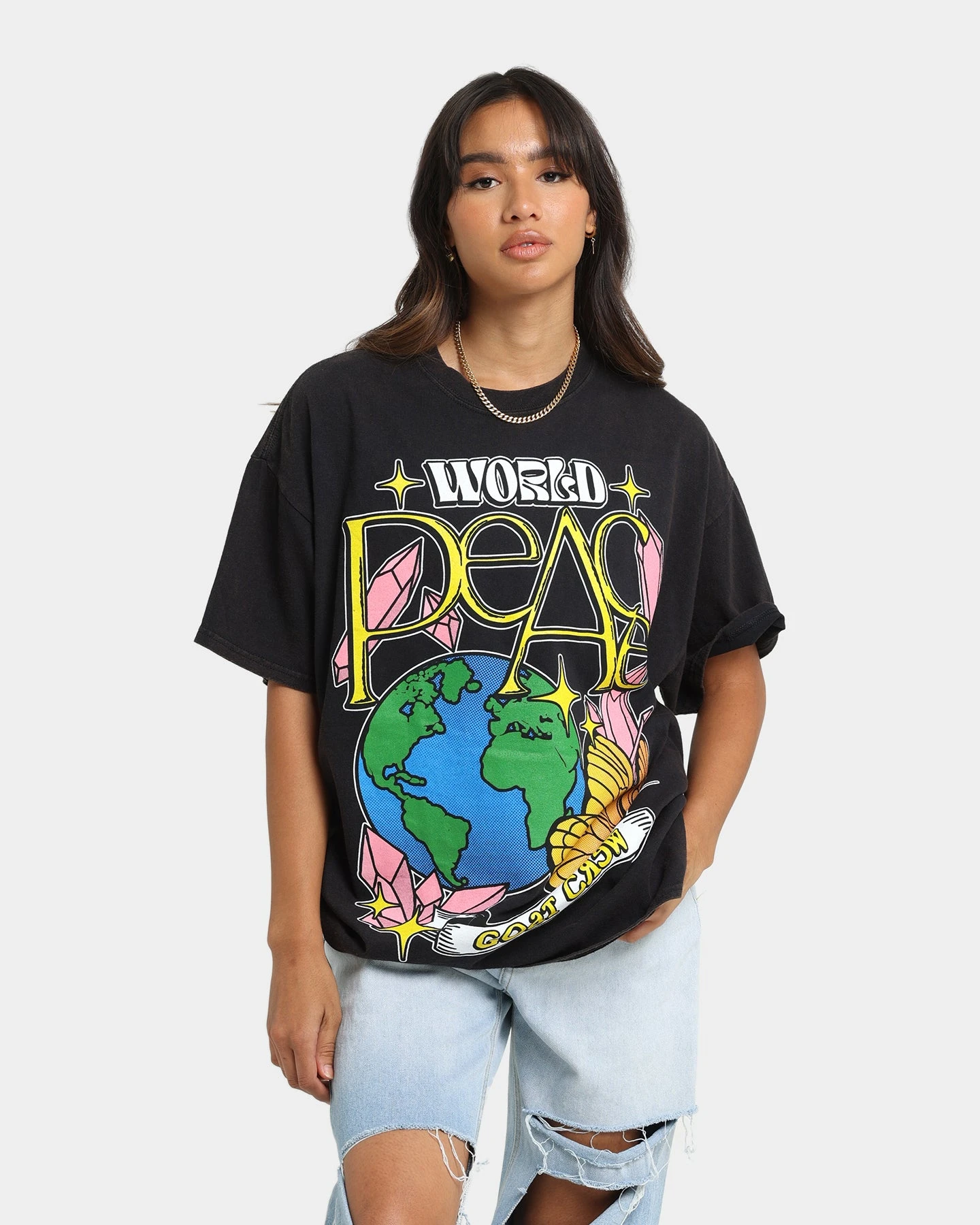 Goat Crew World Peace Vintage T-Shirt Black Wash 5 Goat Crew World Peace Vintage T-Shirt Black Wash - Image 3