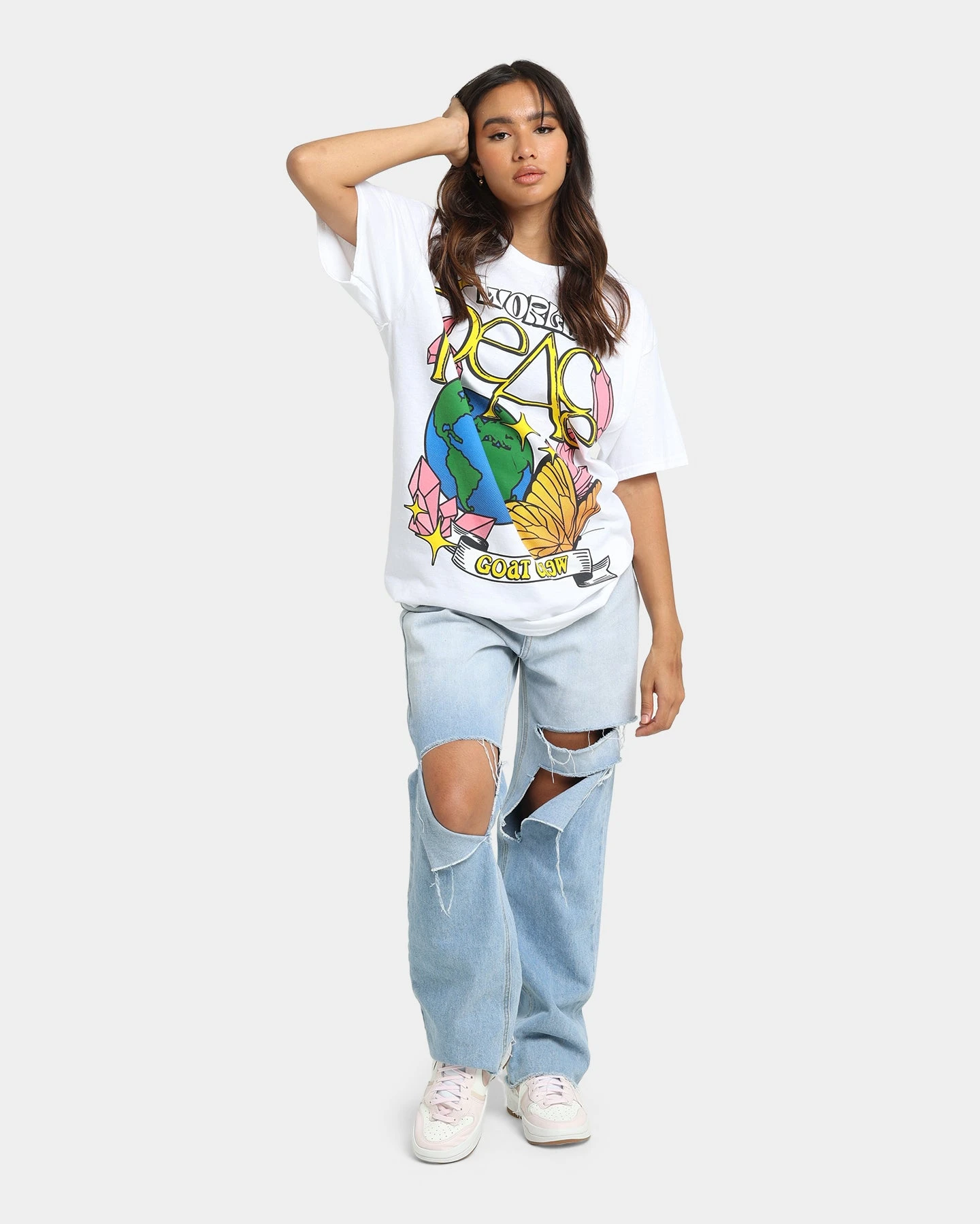 Goat Crew World Peace T-Shirt White 4 Goat Crew World Peace T-Shirt White - Image 2
