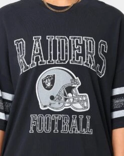 Majestic Athletic Las Vegas Raiders Stripe Vintage T-Shirt Faded Black -Culture Kings Shop 02038122 YB554 womens 0030