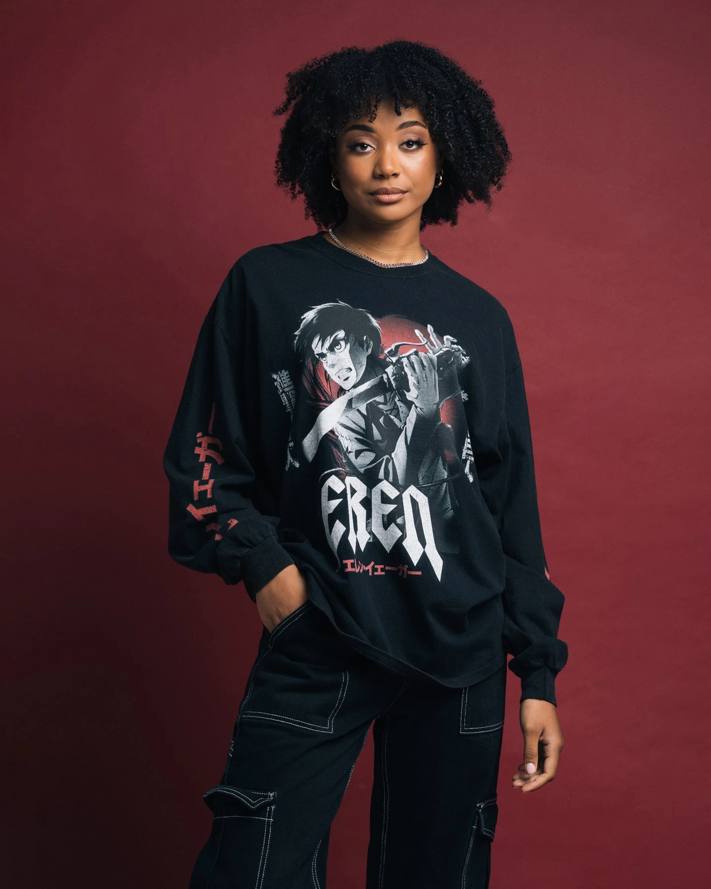 Goat Crew X Attack On Titan Eren Long Sleeve Vintage T-Shirt Black Wash 3 Goat Crew X Attack On Titan Eren Long Sleeve Vintage T-Shirt Black Wash