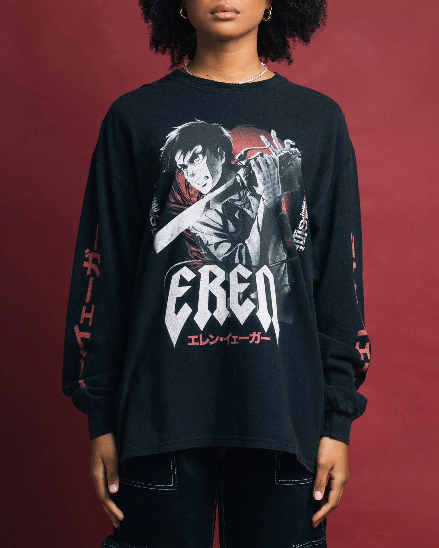 Goat Crew X Attack On Titan Eren Long Sleeve Vintage T-Shirt Black Wash 6 Goat Crew X Attack On Titan Eren Long Sleeve Vintage T-Shirt Black Wash - Image 4