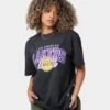 Mitchell & Ness Los Angeles Lakers Vintage Arch Short Sleeve T-Shirt Black -Culture Kings Shop 02039351 YB001 womens 0010