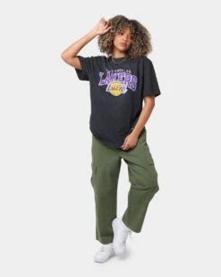 Mitchell & Ness Los Angeles Lakers Vintage Arch Short Sleeve T-Shirt Black -Culture Kings Shop 02039351 YB001 womens 0020