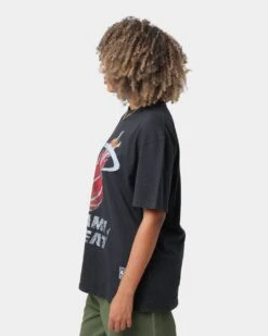 Mitchell & Ness Miami Heat Oversized Logo Short Sleeve Vintage T-Shirt Vintage Black -Culture Kings Shop 02039354 YV009 womens 0060