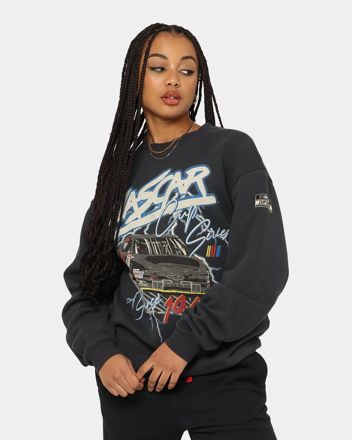 NASCAR Lightning Cup Series Crewneck Washed Black 3 NASCAR Lightning Cup Series Crewneck Washed Black