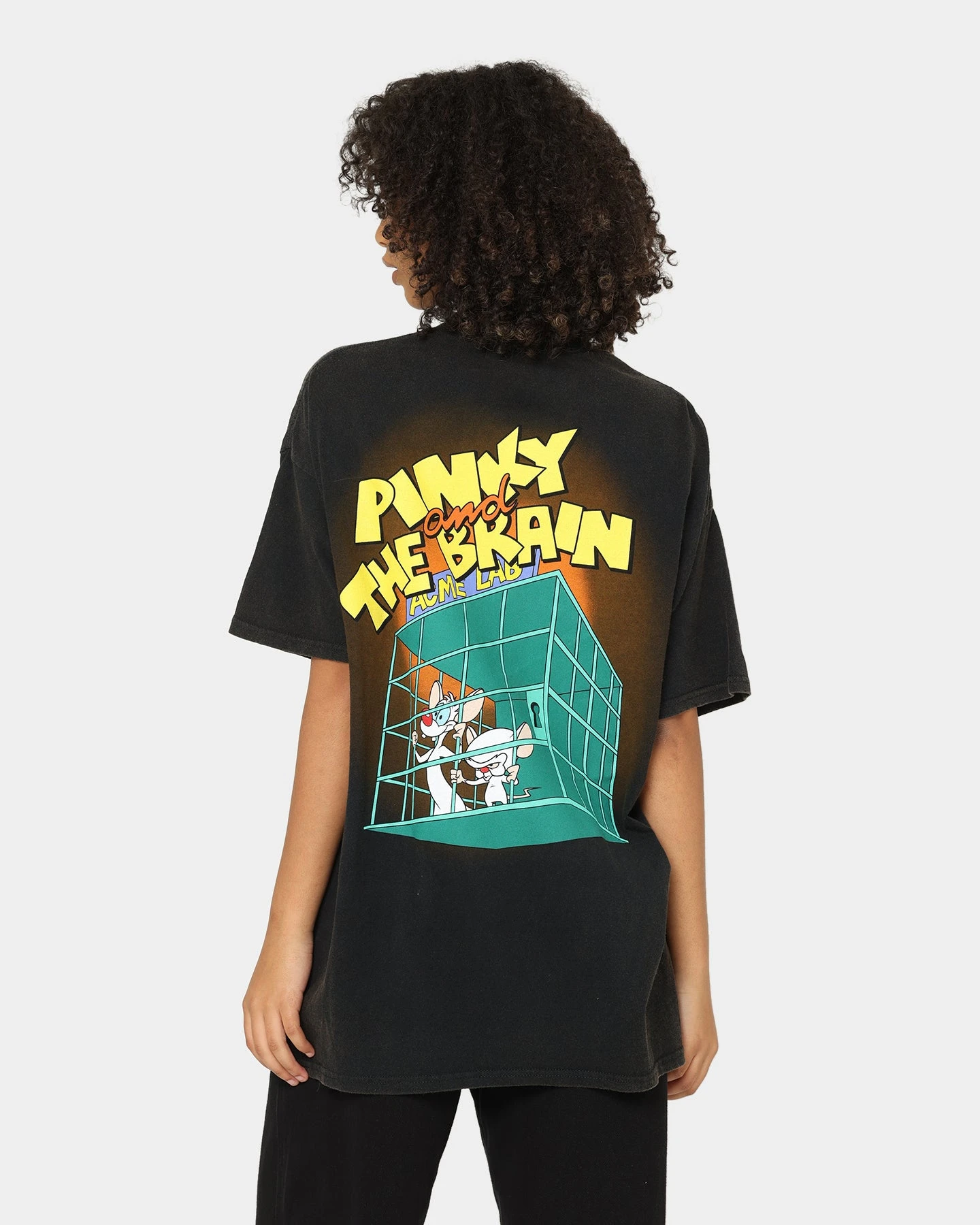 American Thrift X Pinky And The Brain Pinky And The Brain Vintage T-Shirt Black Wash 4 American Thrift X Pinky And The Brain Pinky And The Brain Vintage T-Shirt Black Wash - Image 2