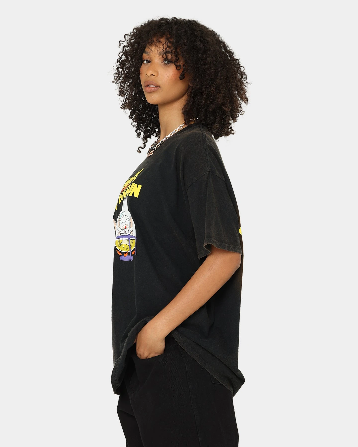 American Thrift X Pinky And The Brain Pinky And The Brain Vintage T-Shirt Black Wash 9 American Thrift X Pinky And The Brain Pinky And The Brain Vintage T-Shirt Black Wash - Image 7