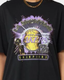 Mitchell & Ness Los Angeles Lakers Showtime Vintage T-Shirt Faded Black -Culture Kings Shop 02039547 YB554 womens 0030