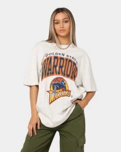 Mitchell & Ness Golden State Warriors XL Arch Vintage T-Shirt White Marle