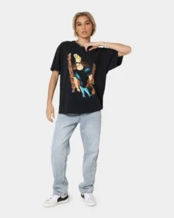 American Thrift X Johnny Bravo Man, I'm Pretty Vintage T-Shirt Black Wash -Culture Kings Shop 02039560 YB295 womens 0030