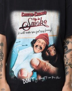 American Thrift X 420 Cheech & Chong Movie Poster Vintage T-Shirt Washed Black -Culture Kings Shop 02039744 YW607 womens 0030