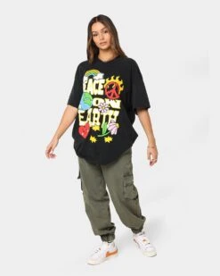 Goat Crew Peace On Earth Vintage T-Shirt Washed Black -Culture Kings Shop 02039896 YW607 womens 0020