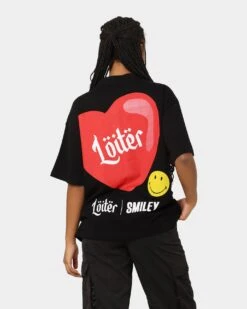 Loiter X Smiley I Heart Loiter T-Shirt Black