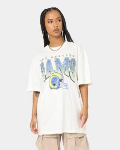 Majestic Athletic Los Angeles Rams Helmet Arch T-Shirt Vintage White