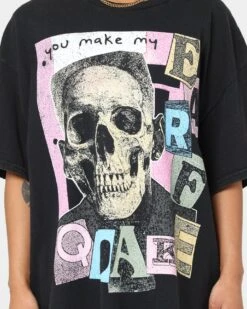 Goat Crew Earfquake Skull Vintage T-Shirt Black Wash -Culture Kings Shop 02041234 YB295 womens 0030