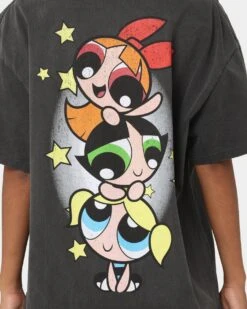 American Thrift X Powerpuff Girls Powerpuff Group Vintage T-Shirt Black Wash -Culture Kings Shop 02041334 YB295 womens 0050