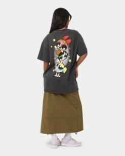 American Thrift X Powerpuff Girls Powerpuff Group Vintage T-Shirt Black Wash -Culture Kings Shop 02041334 YB295 womens 0080