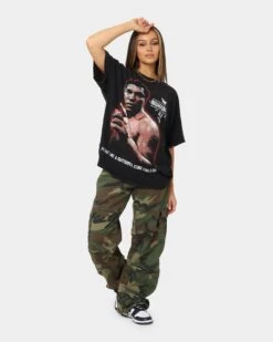 Goat Crew X Muhammad Ali Slogan T-Shirt Black Wash -Culture Kings Shop 02041656 YB295 womens 0020