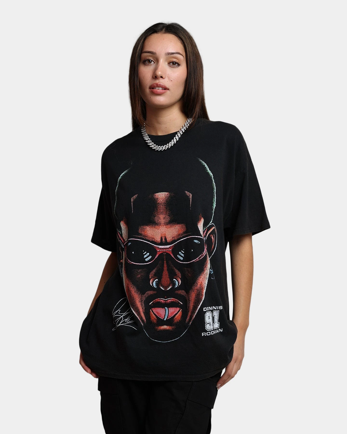 Rodman Brand 91 Face Vintage T-Shirt Washed Black 3 Rodman Brand 91 Face Vintage T-Shirt Washed Black