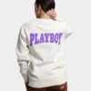Playboy By Culture Kings Varsity Crewneck Ecru -Culture Kings Shop 02042558 YE017 womens 0010