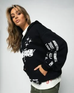 Loiter Rave Zip Hoodie Black -Culture Kings Shop 02044495 YB001 womens 0040