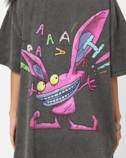 American Thrift X Aaahh!!! Real Monsters Monsters Heavyweight Vintage T-Shirt Black Wash -Culture Kings Shop 02046239 YB295 womens 0050