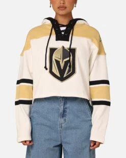 '47 BRAND 47 Brand Women's Vegas Golden Knights Cropped Lacer Hoodie White Wash