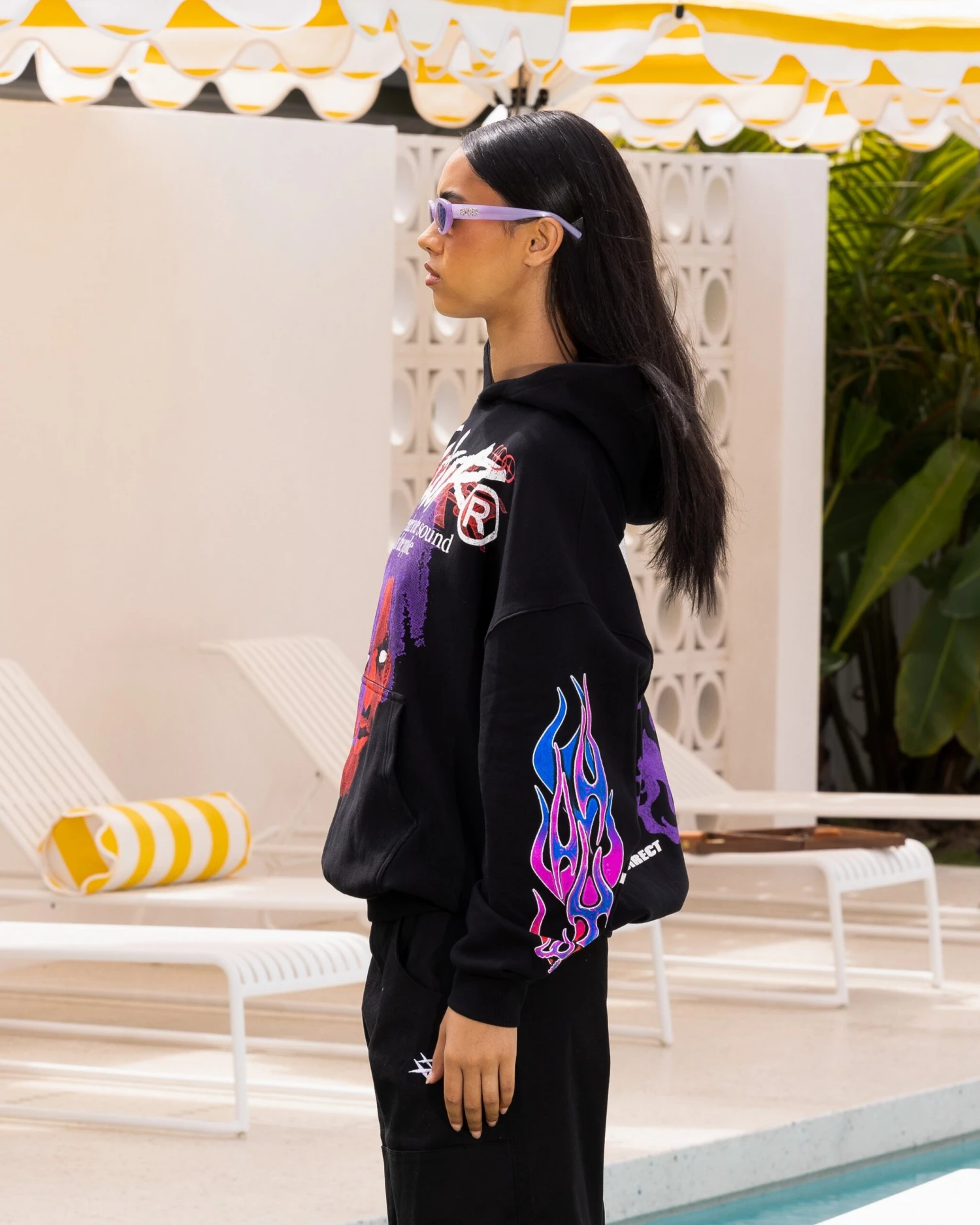 Loiter Live In Direct Vintage Hoodie Black 8 Loiter Live In Direct Vintage Hoodie Black - Image 6