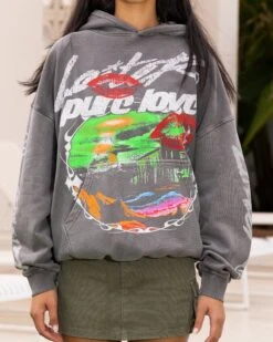 Loiter Pure Love Vintage Hoodie Charcoal 14 Loiter Pure Love Vintage Hoodie Charcoal -Culture Kings Shop 02047615 YC300 womens 0040