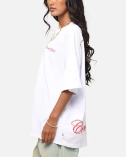 Carre Side Script Oversized T-Shirt White/Red -Culture Kings Shop 02049128 YW208 womens 00060