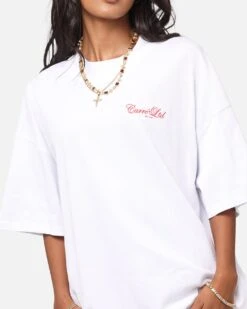 Carre Side Script Oversized T-Shirt White/Red -Culture Kings Shop 02049128 YW208 womens 00080
