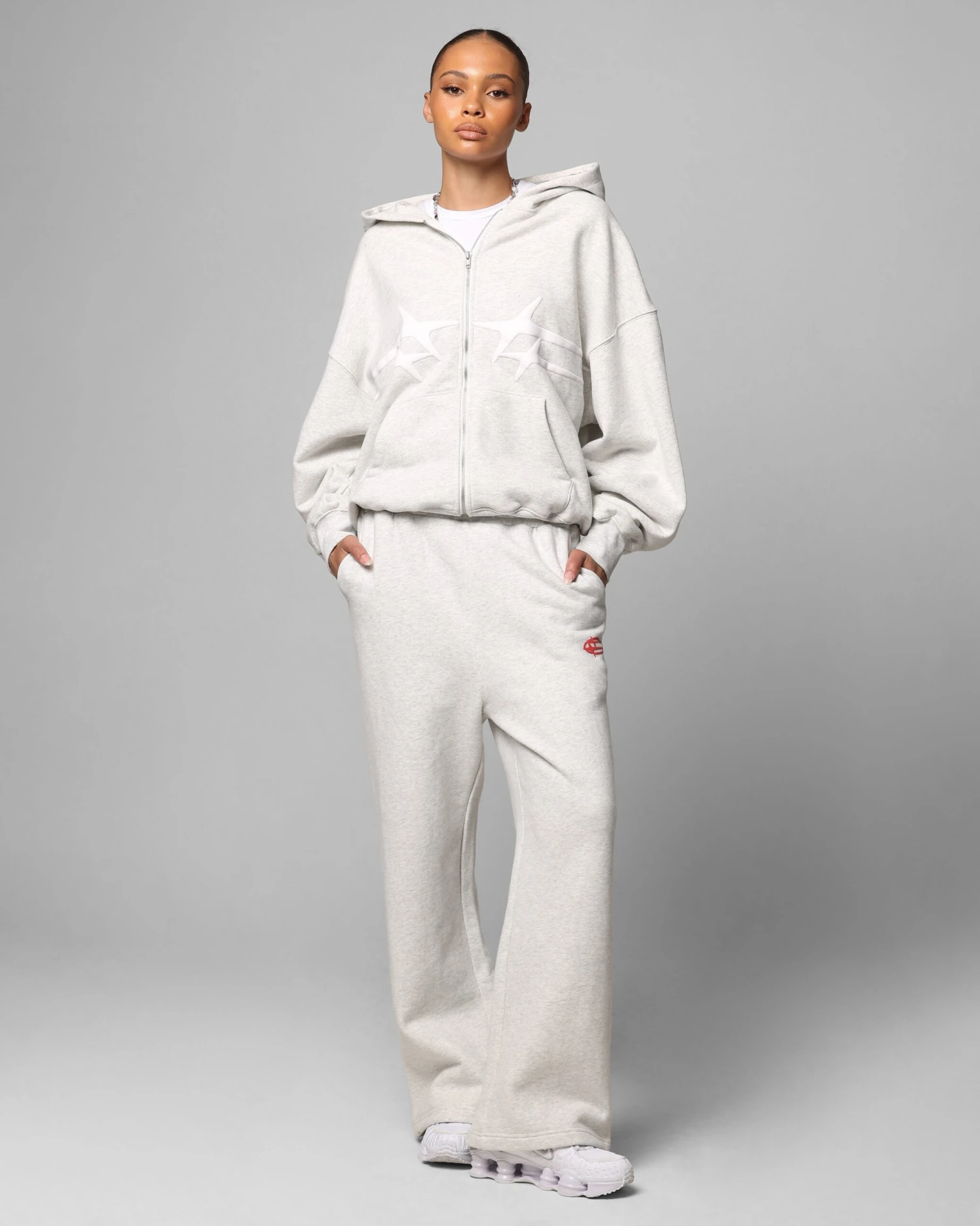 Loiter Celestial Full Zip Hoodie Light Grey Marl 5 Loiter Celestial Full Zip Hoodie Light Grey Marl - Image 3