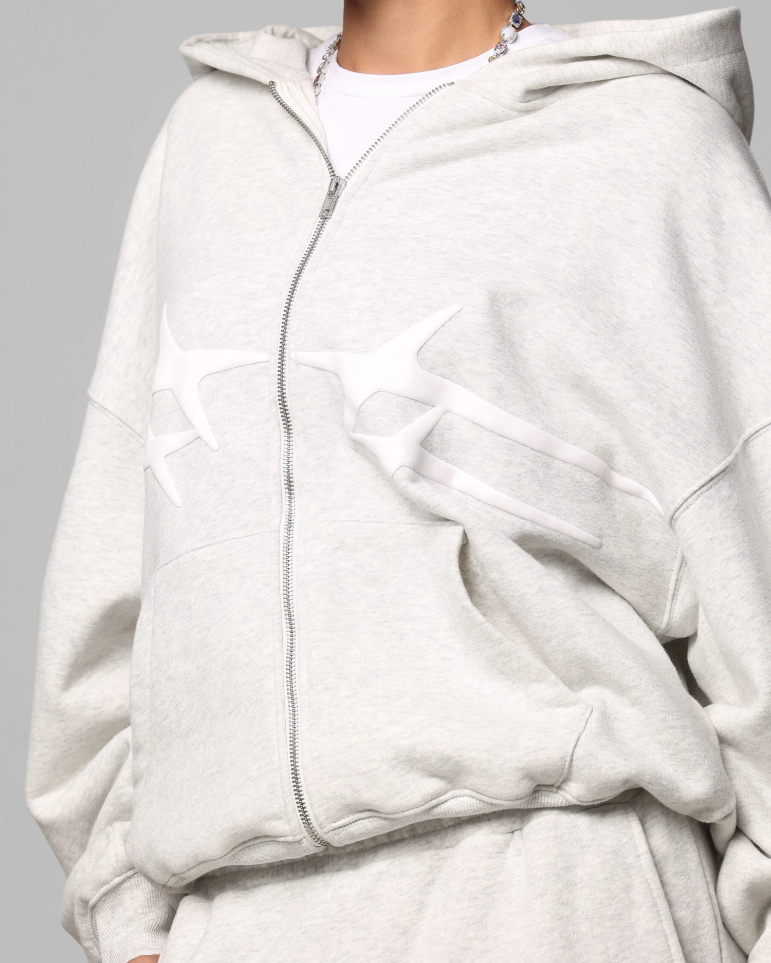 Loiter Celestial Full Zip Hoodie Light Grey Marl 9 Loiter Celestial Full Zip Hoodie Light Grey Marl - Image 7