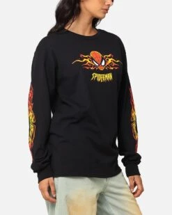Goat Crew Marvel Spider-Man Y2K Spidey Long Sleeve T-Shirt Black -Culture Kings Shop 02051103 YB001 womens 00040