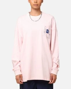 Carre Floral Pocket Oversized Long Sleeve T-Shirt Pink