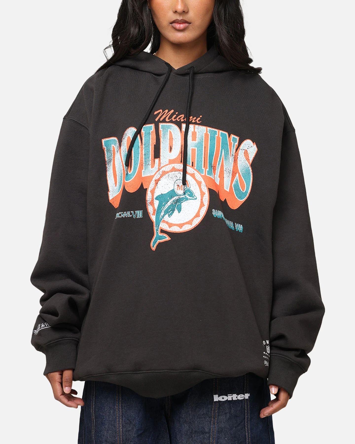 Mitchell & Ness Miami Dolphins Arch Hoodie Faded Black 3 Mitchell & Ness Miami Dolphins Arch Hoodie Faded Black