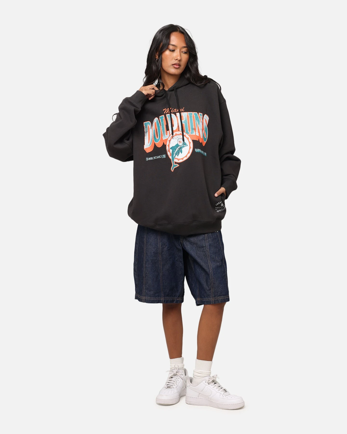 Mitchell & Ness Miami Dolphins Arch Hoodie Faded Black 4 Mitchell & Ness Miami Dolphins Arch Hoodie Faded Black - Image 2